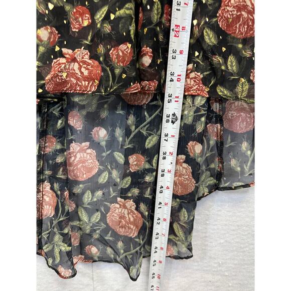 Forever Unique Strapless Witchygoth Fairy Prom Dress Maxi Sheer Roses Size 8 - Picture 7 of 10